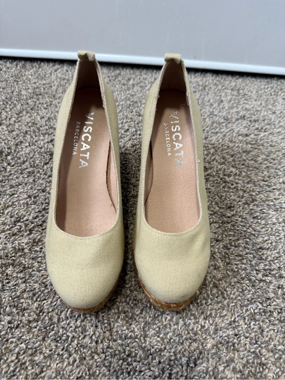 Viscata Barcelona Cream Canvas Wedge Shoes - Picture 1 of 4